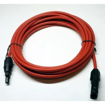 solární kabel Prodlužovací kabel 10 mm², H1Z2Z2-K 1x10, včetně konektorů MC4 (samec, samice), červený