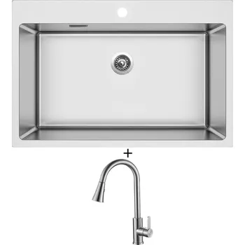 Nerezový dřez Nerezový dřez SET Sinks BLOCKER 760 V 1mm kartáčovaný + Laveo BONA BAB 269U nerez