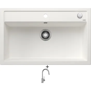 Granitový dřez Granitový dřez SET Blanco DALAGO 8 bílá s excentrem 516633 + Blanco MIDA-S chrom 521454