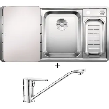 Nerezový dřez Nerezový dřez SET Blanco AXIS III 6 S-IF nerez hedvábný lesk s excentrem 522104 + Deante CORIO BFC 060M chrom