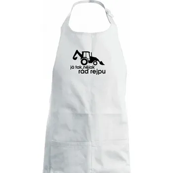 Kuchyňská zástěra Traktorbagr - Já tak nějak rád rejpu - Dětská zástěra na vaření - Univerzální velikost ( Bílá )