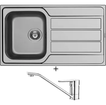 Nerezový dřez SET Pyramis ATHENA (86x50) 1B 1D nerez + Deante CORIO BFC 060M chrom