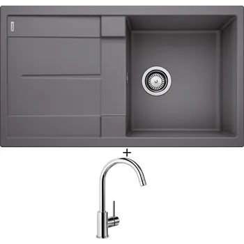 Granitový dřez Granitový dřez SET Blanco METRA 5 S šedá skála 518872 + Blanco MIDA chrom 517742