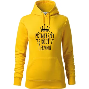 Dámská mikina Princezny se rodí v červnu - Mikina dámská Cape s kapucí - M ( Žlutá )