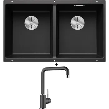 Granitový dřez Dřez pod desku SET Blanco SUBLINE 350/350 U antracit 523574 + Blanco MILI antracit 523103