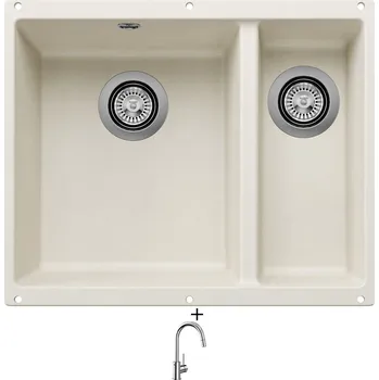 Granitový dřez Dřez pod desku SET Blanco ROTAN 340/160 U bílá soft 527144 + Blanco MIDA-S chrom 521454