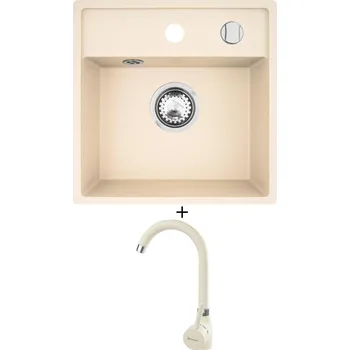 Granitový dřez SET Pyramis CAMEA MINI (40x40) 1B vanilka + Pyramis BELLO vanilka