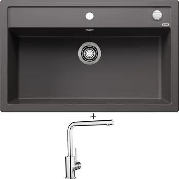 Granitový dřez Granitový dřez SET Blanco DALAGO 8 šedá skála s excentrem 518852 + Blanco MILA chrom 519414