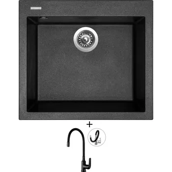 Granitový dřez Granitový dřez SET Sinks CUBE 560 metalblack + Kuchinox ELZA BKE B61D černá matná