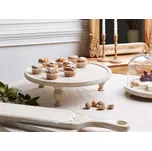 Stojan na dorty ze světle hnědého mangového dřeva 46 x 46 x 13 cm dekorativní stylový vyřezávaný podnos na pečivo Beliani