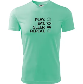 Pánské tričko Play Eat Sleep Repeat tenis - Pánské triko Fantasy sportovní (dresovina) - XL ( Mátová )