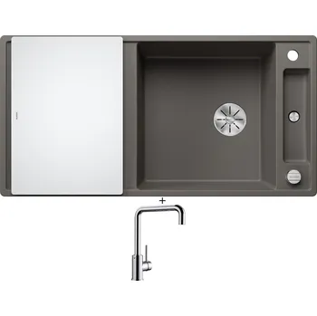Granitový dřez Granitový dřez SET Blanco AXIA III XL 6 S šedá vulkán + skleněná krájecí deska 527234 + Blanco MILI chrom 519413