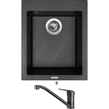 Granitový dřez Granitový dřez SET Sinks CUBE 410 metalblack + Deante NEO BORO BMO N60M černá matná