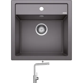 Kuchyňský dřez Granitový dřez SET Blanco DALAGO 5 šedá skála + Blanco MILA chrom 519414