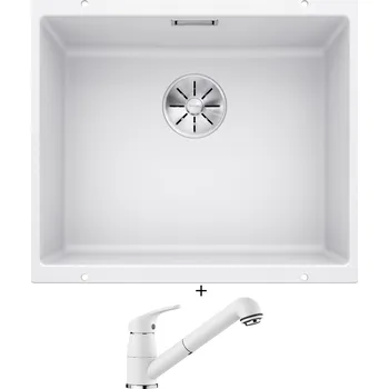 Granitový dřez Dřez pod desku SET Blanco SUBLINE 500 U bílá 523436 + Blanco DARAS-S bílá 517735