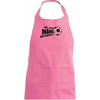 Kuchyňská zástěra Já jsem táta - máma utočník - fotbal - Dámská zástěra na vaření - Univerzální velikost ( Růžová )