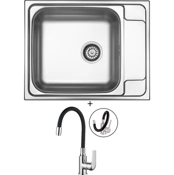 Kuchyňský dřez Nerezový dřez SET Sinks GRAND 630 V nerez matný + Kuchinox ELZA BKE 761D chrom/černá