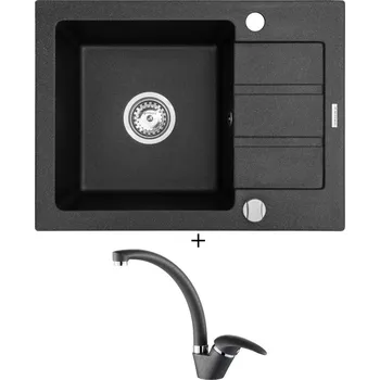 Granitový dřez Granitový dřez SET Pyramis ATHENA (62x44) 1B 1D černá + Pyramis OSSIA černá