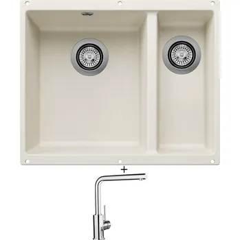 Granitový dřez Dřez pod desku SET Blanco ROTAN 340/160 U bílá soft 527144 + Blanco MILA chrom 519414