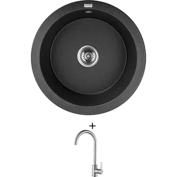 Granitový dřez Granitový dřez SET Laveo DAFNE SBD 788Y černá + Laveo BONA BAB 268D nerez