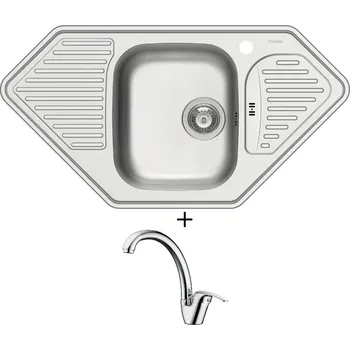 Nerezový dřez SET Pyramis MEDUSA CORNER 1B 2D nerez + Pyramis OSSIA chrom