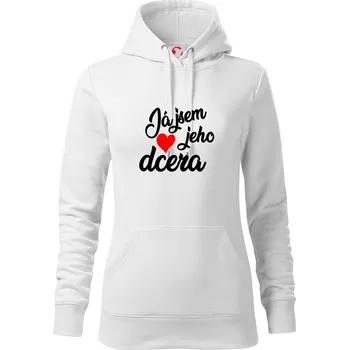 Dámská mikina Já jsem její táta / já jsem jeho dcera - Mikina dámská Cape s kapucí - L ( Bílá )