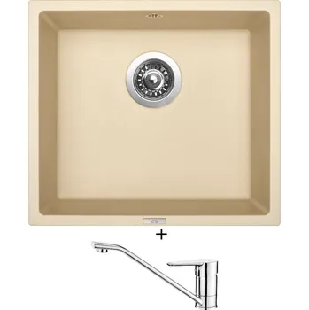 Granitový dřez Granitový dřez SET Sinks FRAME 457 sahara + Deante CORIO BFC 060M chrom