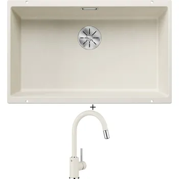 Granitový dřez Dřez pod desku SET Blanco SUBLINE 700 U bílá soft 527173 + Blanco MIDA-S bílá soft 526968