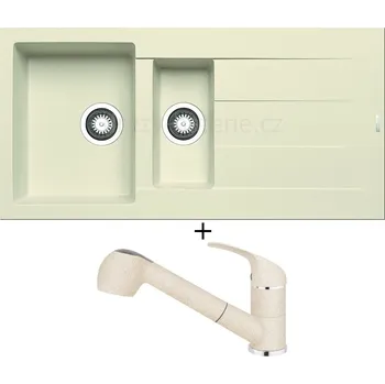Granitový dřez Granitový dřez SET Pyramis ATHLOS (100x50) 1 1/2B 1D vanilka + Pyramis FIDO vanilka