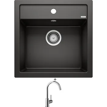 Kuchyňský dřez Granitový dřez SET Blanco DALAGO 5 černá + Blanco MIDA chrom 517742