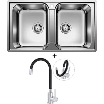 Nerezový dřez Nerezový dřez SET Blanco LEMIS 8 IF nerez kartáčovaný 523039 + Deante NEO LUNO BOC B720 nerez