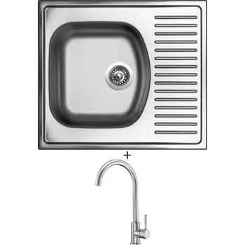 Kuchyňský dřez Nerezový dřez SET Sinks SHORT 580 V nerez matný + Deante LIMA BBM F62M nerez