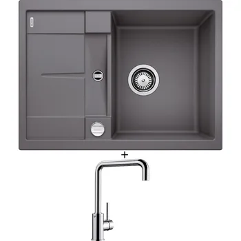 Granitový dřez Granitový dřez SET Blanco METRA 45 S Compact šedá skála + excentrické ovládání + Blanco MILI chrom 519413