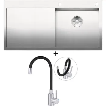 Nerezový dřez Nerezový dřez SET Blanco CLARON 5 S-IF nerez hedvábný lesk s excentrem PushControl 521625 + Deante NEO LUNO BOC B720 nerez