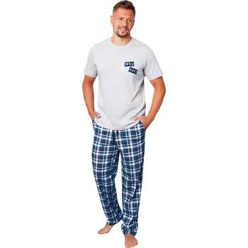 Pánské pyžamo Pánské pyžamo Pol 1141/01 HOTBERG Barva/Velikost: šedá světlá / XL