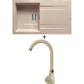 Granitový dřez Granitový dřez SET Pyramis KARTESIO (86x50) 1B 1D béžová + Pyramis BELLO béžová