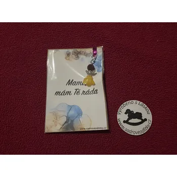 HandMade by VeJa Dárková karta - Mami mám Tě ráda s přívěškem