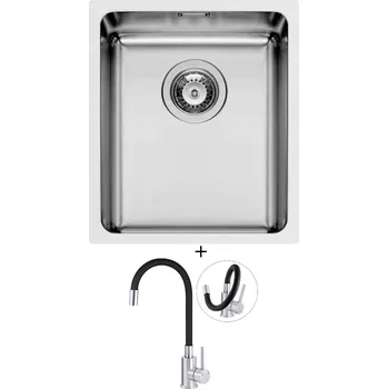 Dřez pod desku SET Pyramis LYDIA (34x40) 1B nerez + Deante NEO LUNO BOC B720 nerez