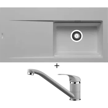 Granitový dřez Granitový dřez SET Pyramis TEKTON (100X51) 1B 1D RH šedá + Pyramis ASALIA šedá