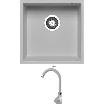 Granitový dřez Granitový dřez SET Pyramis TETRAGON (40x40) 1B šedá + Pyramis BELLO šedá