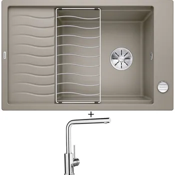 Granitový dřez Granitový dřez SET Blanco ELON XL 6 S tartufo + excentrické ovládání + Blanco MILA chrom 519414