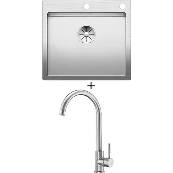 Nerezový dřez Nerezový dřez SET Blanco CLARON 500-IF/A nerez Durinox s excentrem PushControl 523393 + Deante LIMA BBM F62M nerez