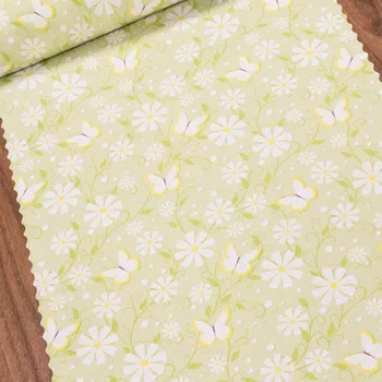 Ubrusovina / štola teflonová úprava, JARNÍ VZOR, květiny na zelené, š.38cm (metráž)