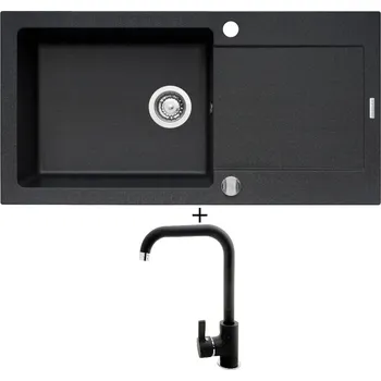 Granitový dřez Granitový dřez SET Pyramis MIDO (100x50) 1B 1D černá + Pyramis SILVIO černá