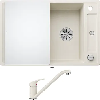 Granitový dřez Granitový dřez SET Blanco AXIA III 45 S bílá soft s excentrem + skleněná krájecí deska 527035 + Blanco DARAS bílá soft 526935