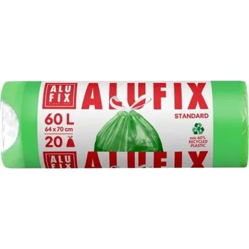 Pytle na odpadky Pytel na odpad Alufix 60 l, 16 mic, zatahovací, zelený,20 ks