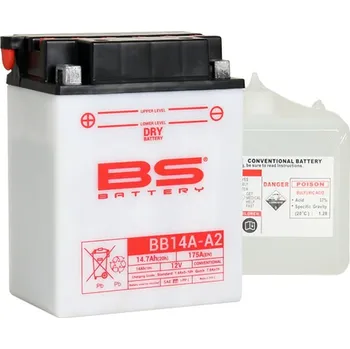 Motobaterie BS BATERIE BB14A-A2 (YB14A-A2) 12V 14AH 134X89X176 SERVISNÍ - ELEKTROLYT SAMOSTATNÝ (175A) (3) UE2019/1148