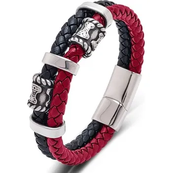 Náramek Pánský splétaný ocelový náramek Etnic Červený, Délka 21,5cm Impress Jewelry 220422111405