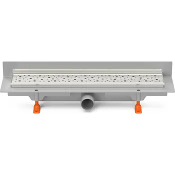 Podlahový linear. žlab ke stěně 350 mm,boční D40,square lesk s nerez. rámečkem