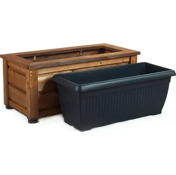 Zahradní dekorace Dřevěné truhlíky Beskydy 2, 90x45x40, severský smrk Odstín: Palisandr